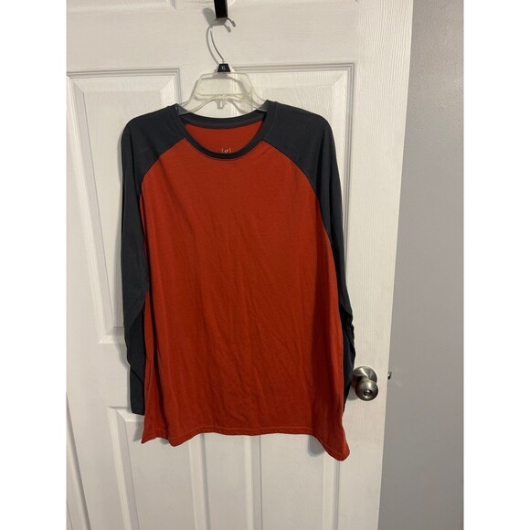 George Raglan Crewneck Long Sleeve Tee Size XL Burnt Orange/Dark Gray - Picture 1 of 4